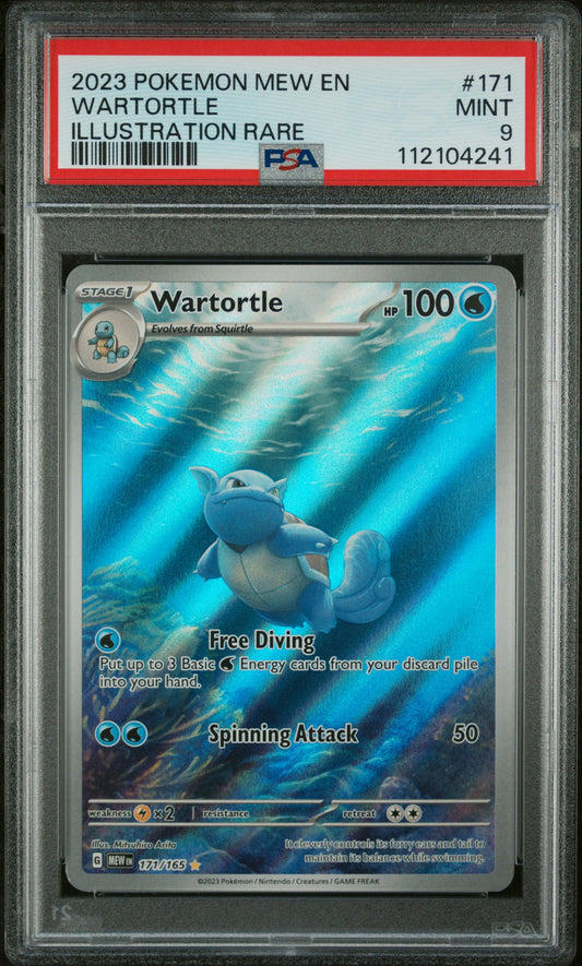 PSA 9 2023 POKEMON MEW EN-151 #171 WARTORTLE ILLUSTRATION RARE 112104241
