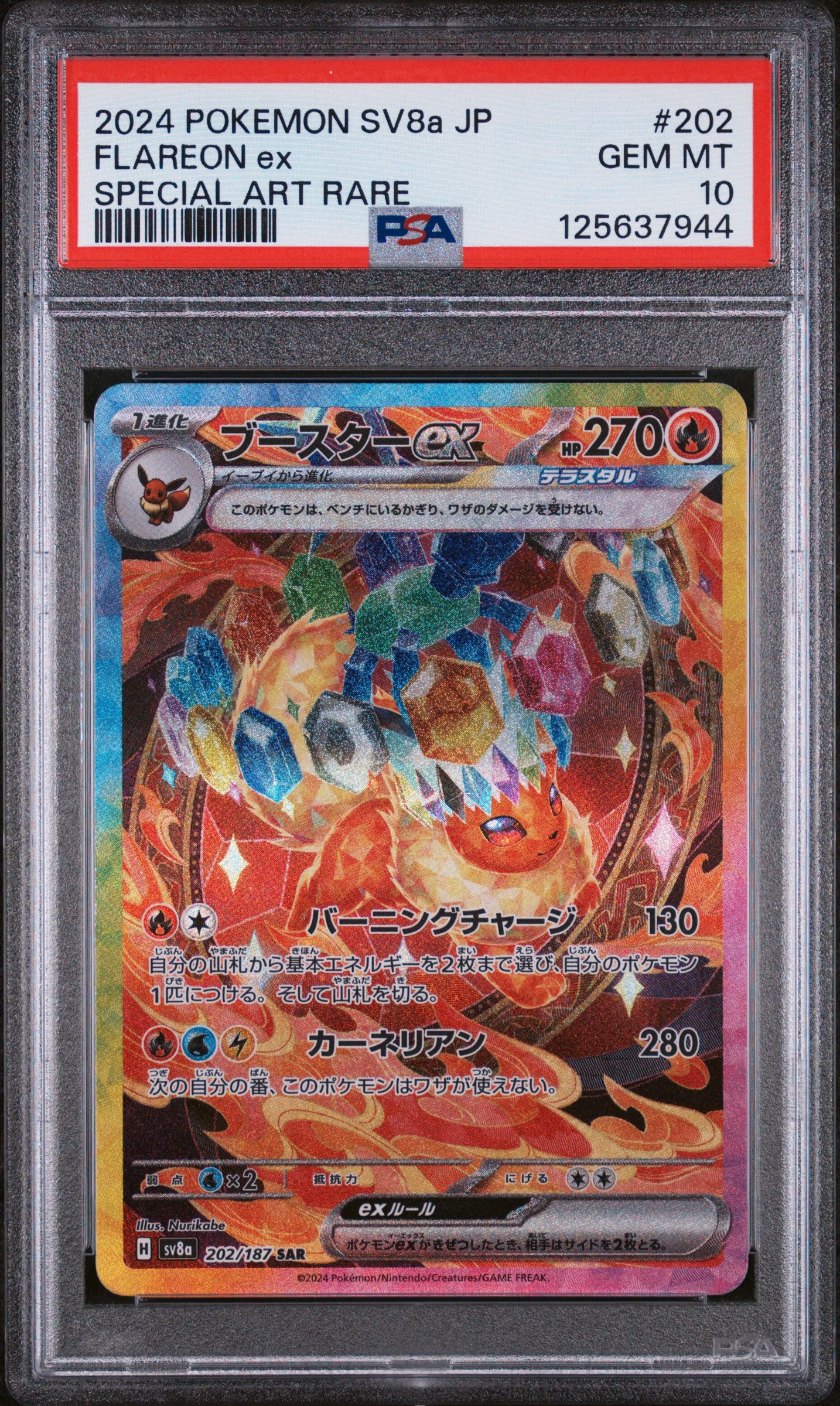 PSA 10 2024 POKEMON JAPANESE SV8a-TERASTAL FEST ex #202 FLAREON ex SPECIAL ART RARE 125637944