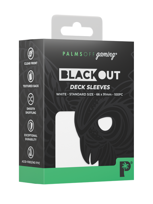 Palms Off Gaming | Blackout Deck Sleeves - Standard Size - White