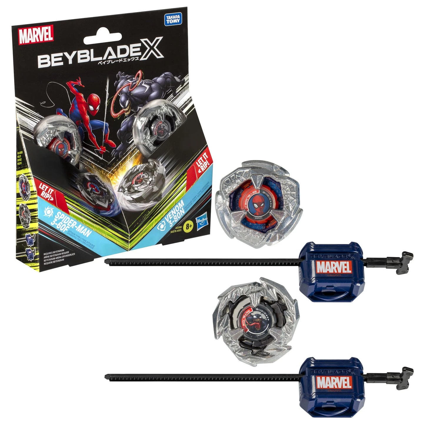 Beyblade X - Marvel - Spider-Man 3-60F vs Venom 3-80N (Top & Launcher) 2-Pack
