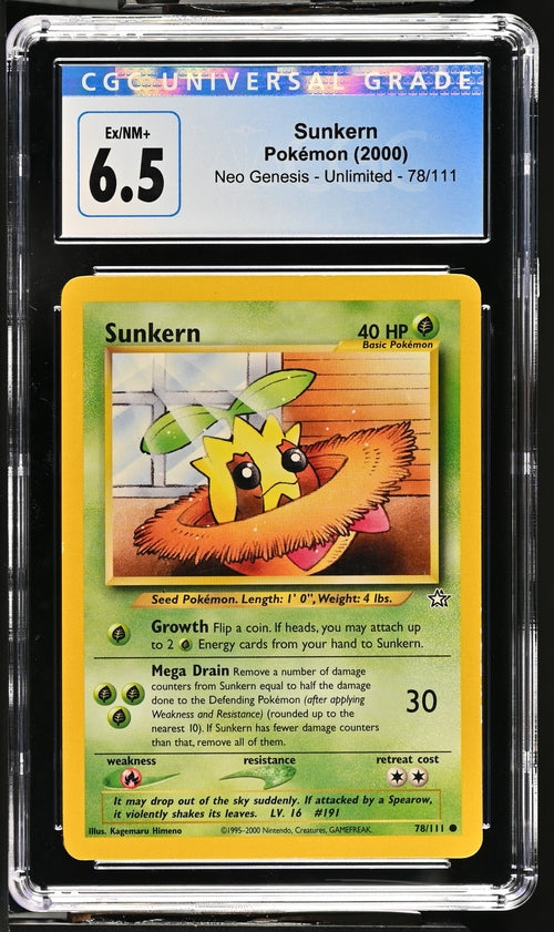 CGC 6.5 Sunkern Pokémon 2000 English Neo Genesis - Unlimited 78/111 Common