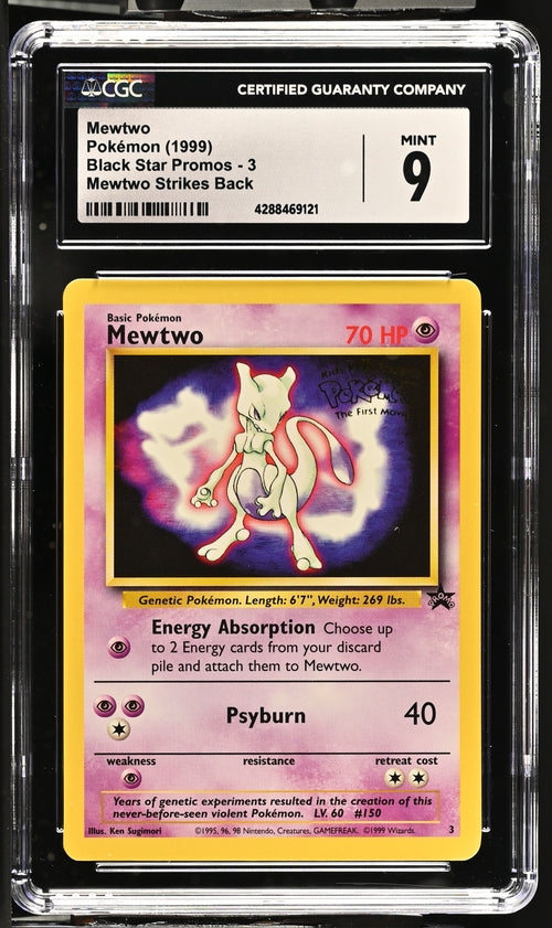 CGC 9 Mewtwo Pokémon 1999 English Black Star Promos - WotC 3 Mewtwo Strikes Back
