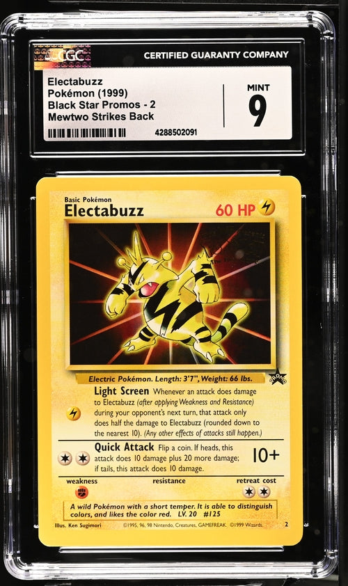 CGC 9 Electabuzz Pokémon 1999 English Black Star Promos - WotC 2 Mewtwo Strikes Back
