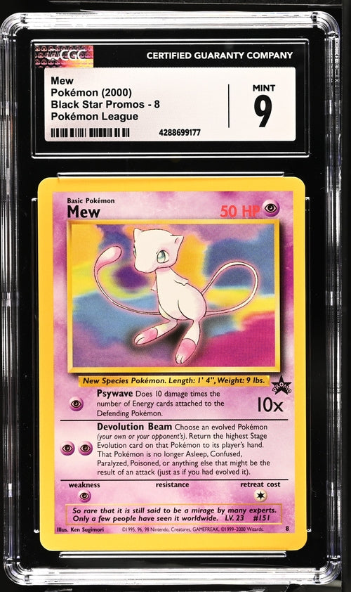 CGC 9 Mew Pokémon 2000 English Black Star Promos - WotC 8 Pokémon League