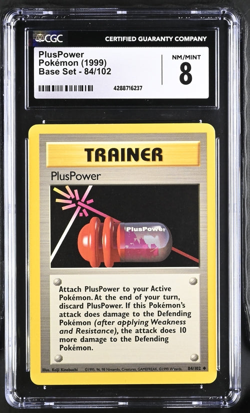 CGC 8 PlusPower Pokémon 1999 English Base Set - Unlimited 84/102 Uncommon