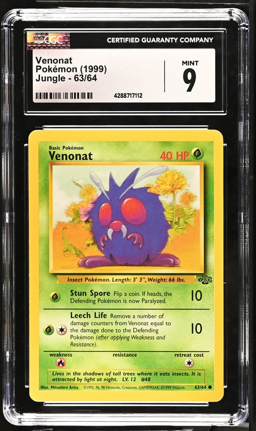 CGC 9 Venonat Pokémon 1999 English Jungle - Unlimited 63/64 Common
