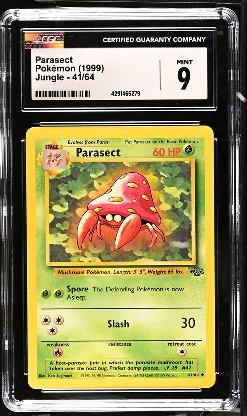 CGC 9 Parasect Pokémon 1999 English Jungle - Unlimited 41/64 Uncommon