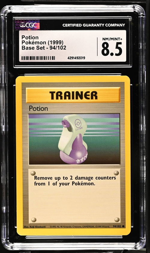 CGC 8.5 Potion Pokémon 1999 English Base Set - Unlimited 94/102 Common