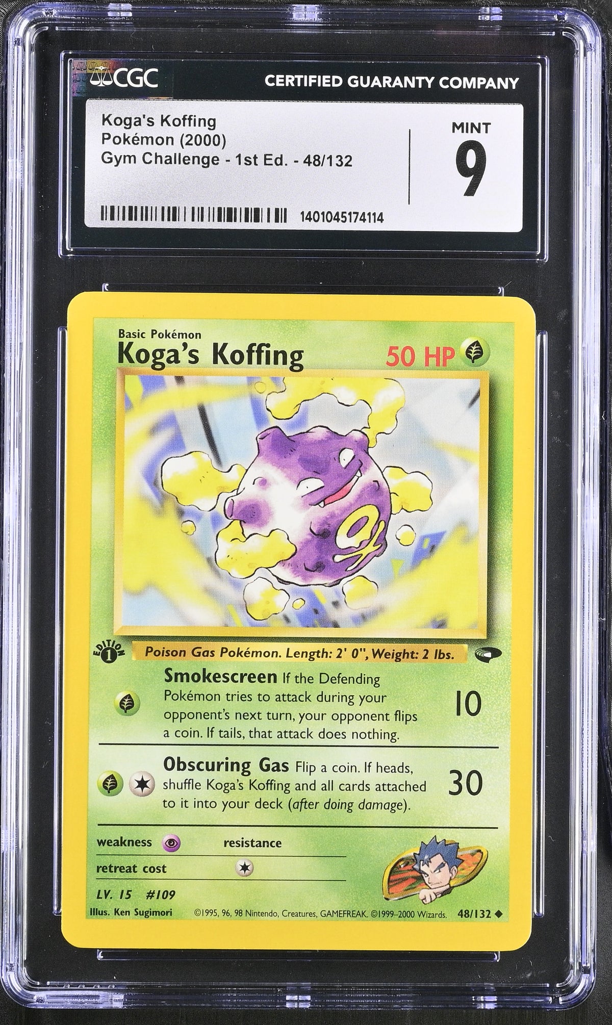 CGC 9 2000 POKEMON JAPANESE KOGA'S KOFFING GYM CHALLENGE 1ST EDITION #48 1401045174114
