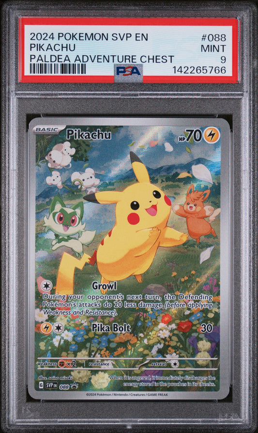PSA 9 2024 POKEMON SVP EN-SV BLACK STAR PROMO #088 PIKACHU PALDEA ADVENTURE CHEST 142265766