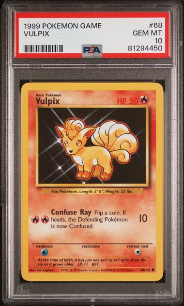 PSA 10 1999 POKEMON GAME #68 VULPIX
