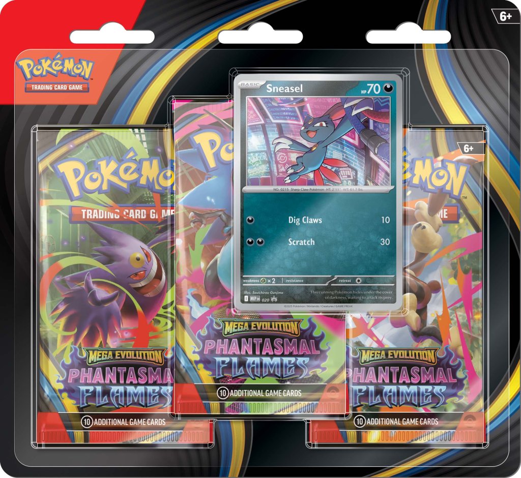 PREORDER: Pokemon TCG: Mega Evolutions Phantasmal Flames Three booster blister
