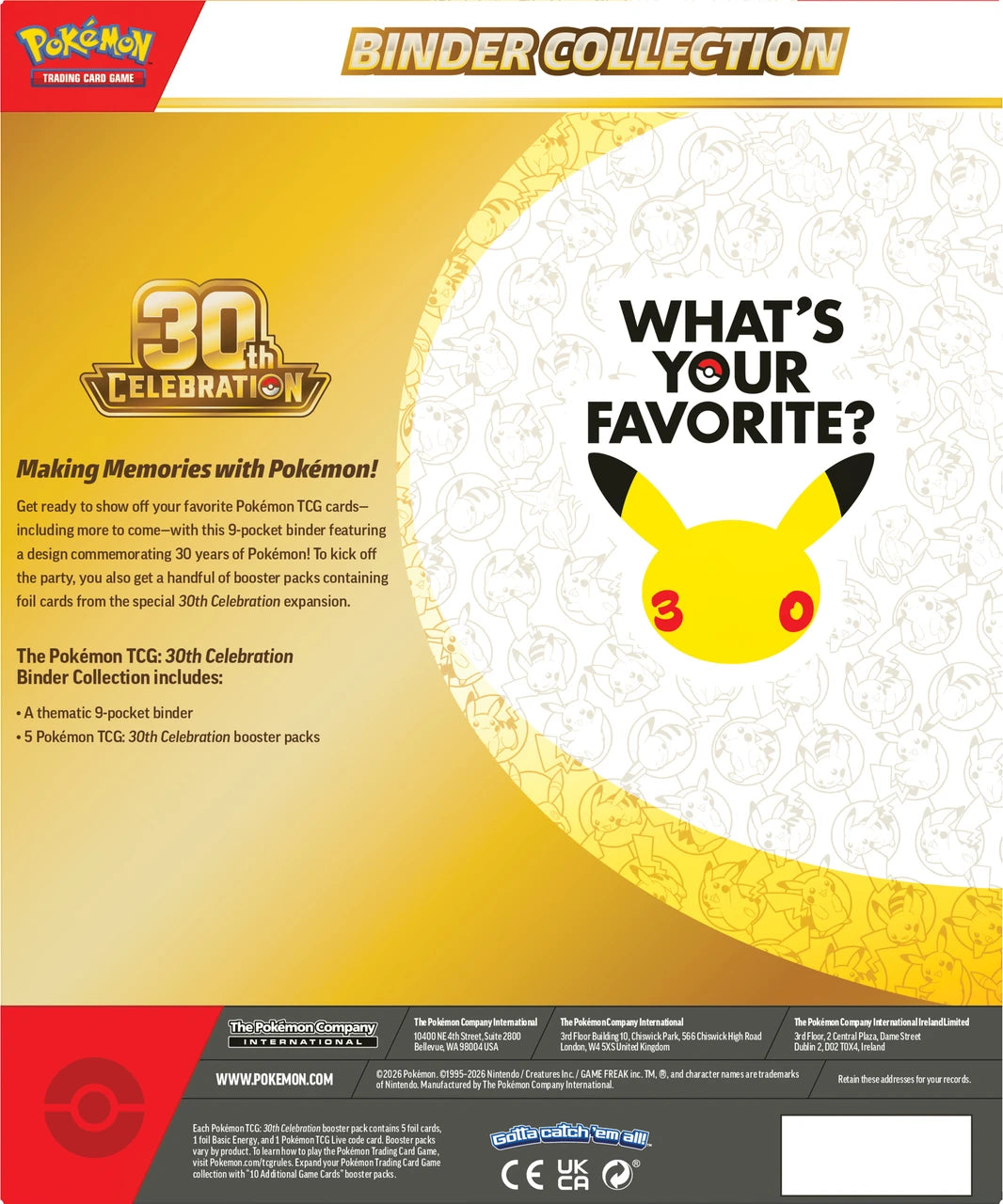 PREORDER: Pokemon TCG: 30th Celebration Binder Box
