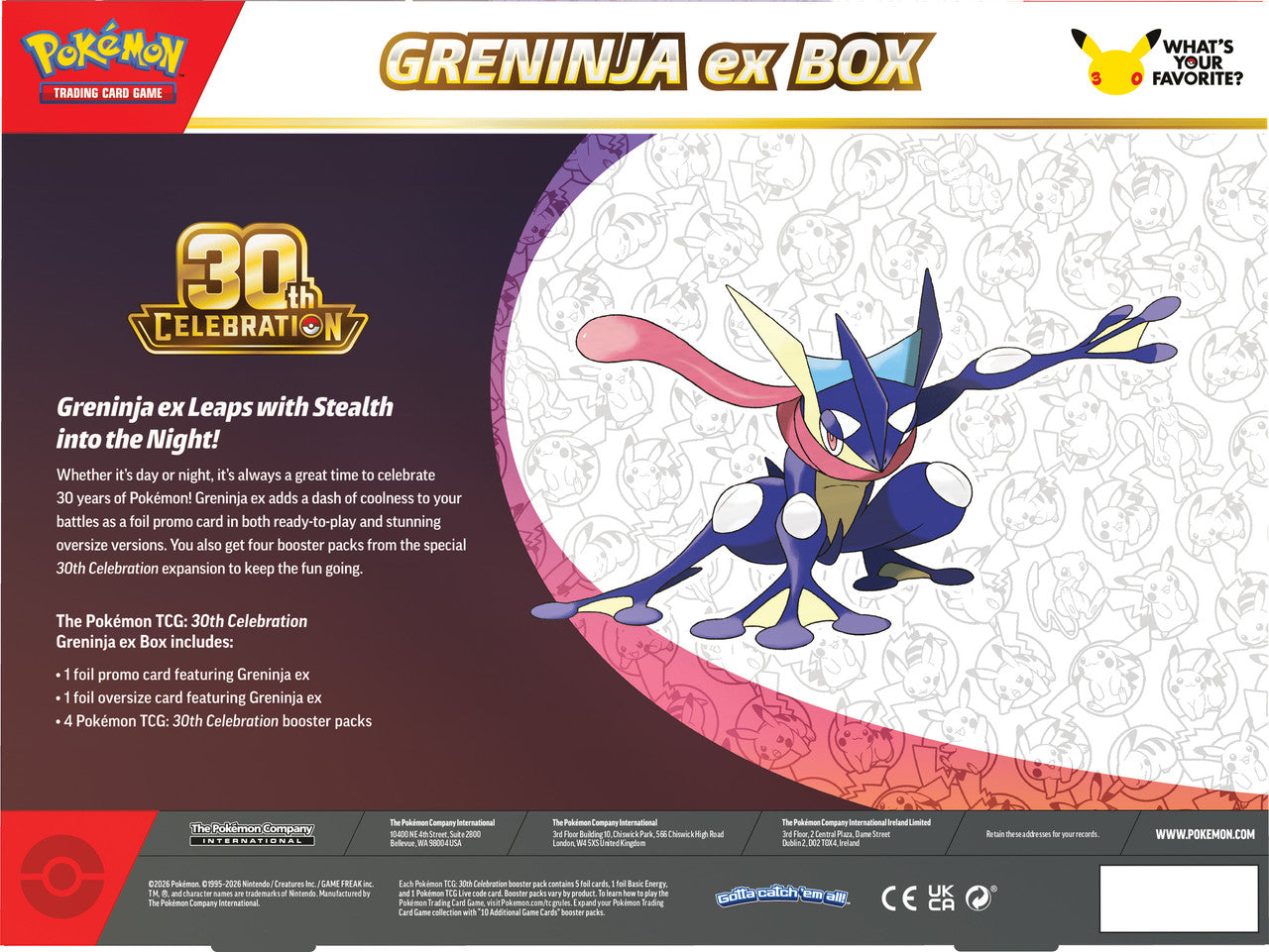 PREORDER: Pokemon TCG: 30th Celebration Sylveon ex Box / Greninja ex Box
