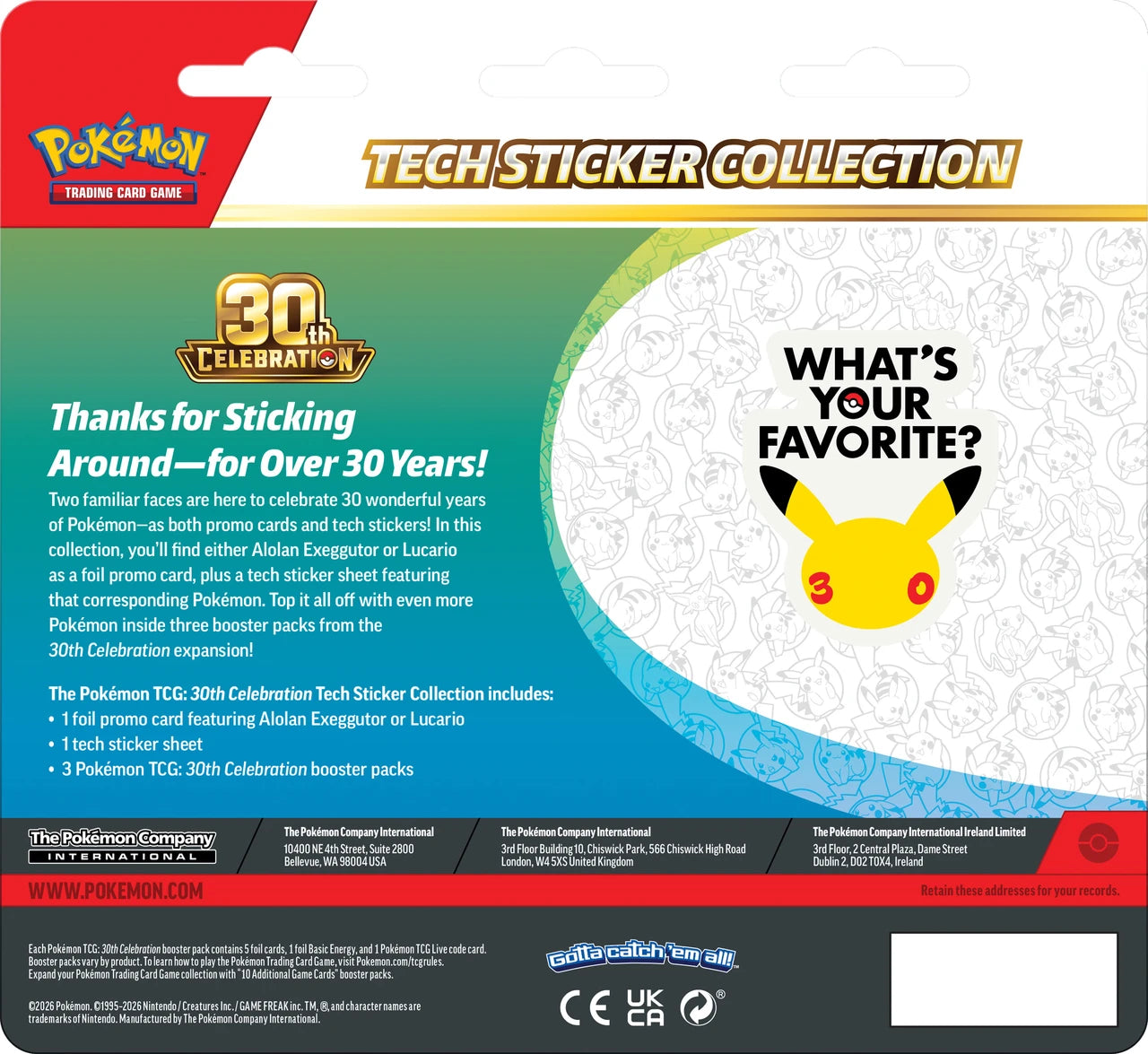 PREORDER: Pokemon TCG: 30th Celebration Tech Sticker Blister