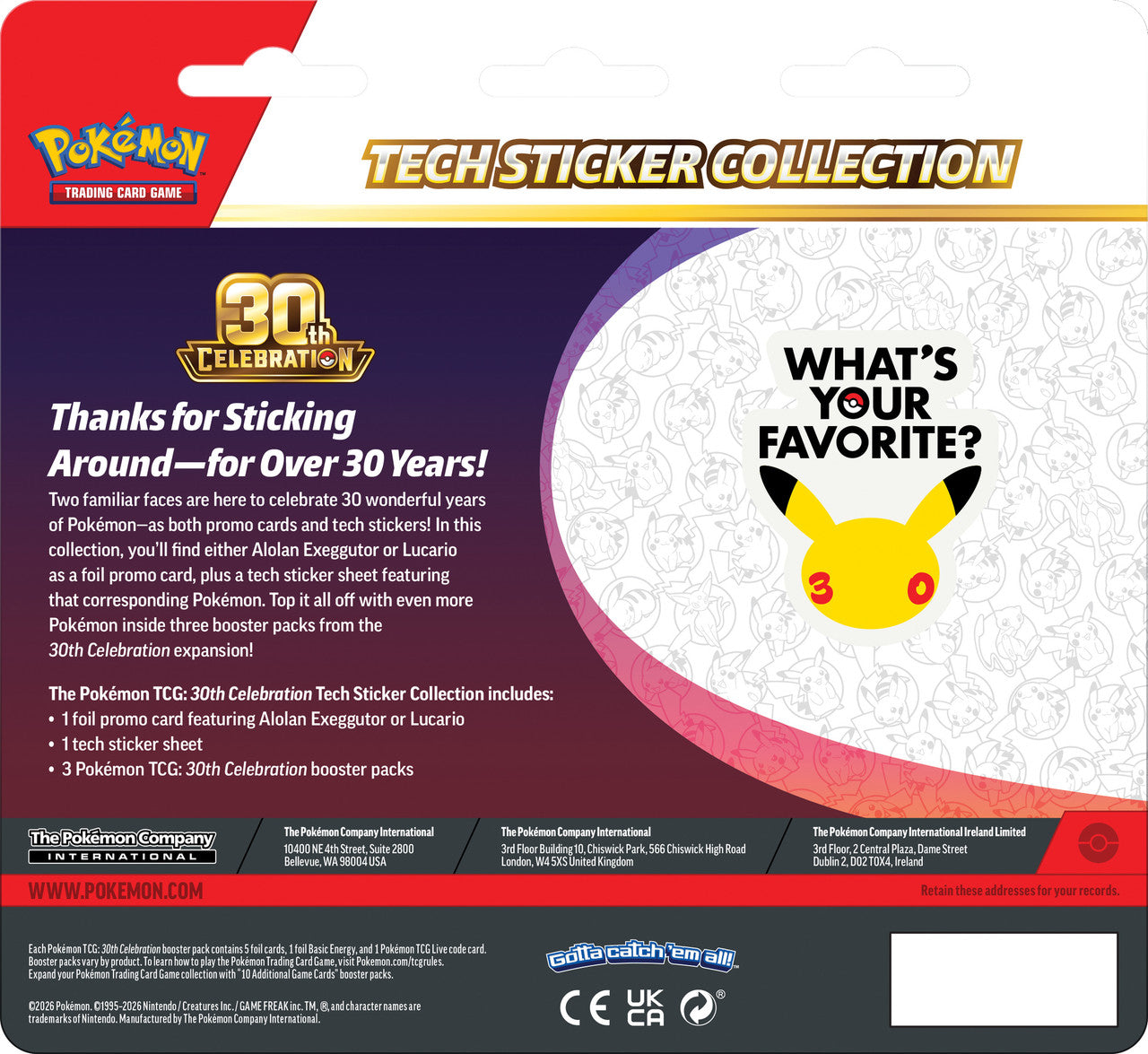 PREORDER: Pokemon TCG: 30th Celebration Tech Sticker Blister