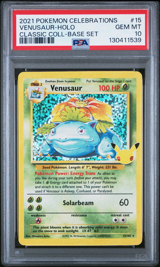 PSA 10 2021 POKEMON CELEBRATIONS CLASSIC COLLECTION #15 VENUSAUR-HOLO CLASSIC COLL-BASE SET 130411539