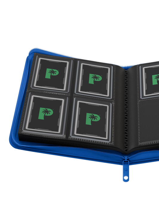 Palms Off Gaming | Collector's Series TOP LOADER Zip Binder - 4 Pocket - Blue
