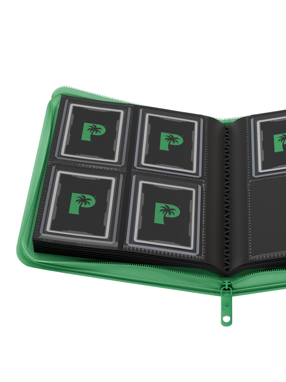 Palms Off Gaming | Collector's Series TOP LOADER Zip Binder - 4 Pocket - Green