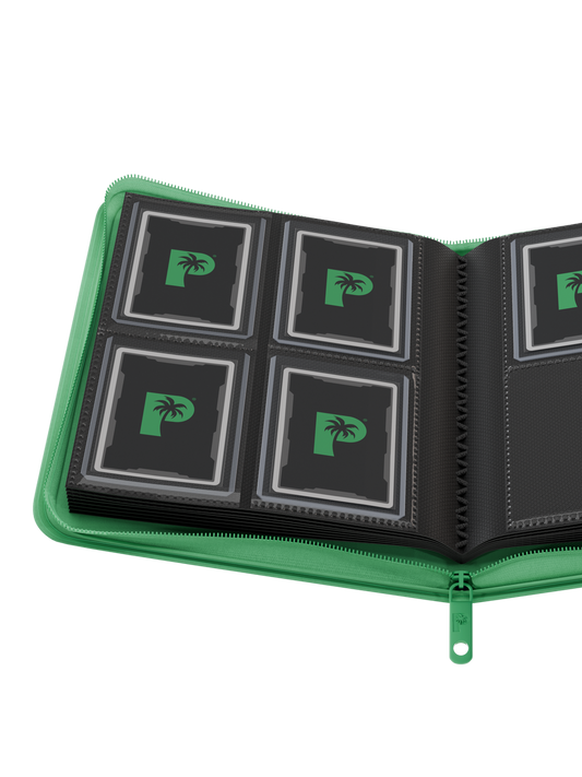 Palms Off Gaming | Collector's Series TOP LOADER Zip Binder - 4 Pocket - Green