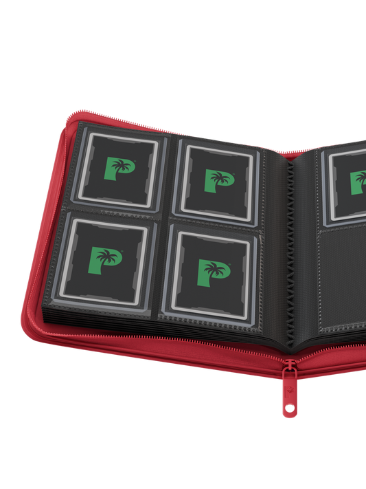 Palms Off Gaming | Collector's Series TOP LOADER Zip Binder - 4 Pocket - Red