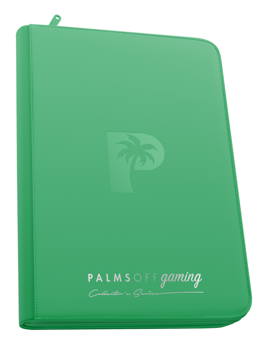 Palms Off Gaming | Collector's Series TOP LOADER Zip Binder - 9 Pocket - Green