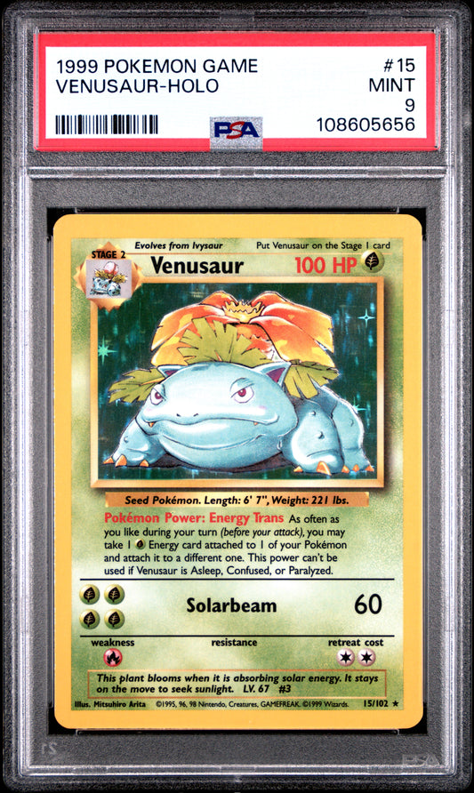PSA 9 1999 POKEMON GAME #15 VENUSAUR-HOLO