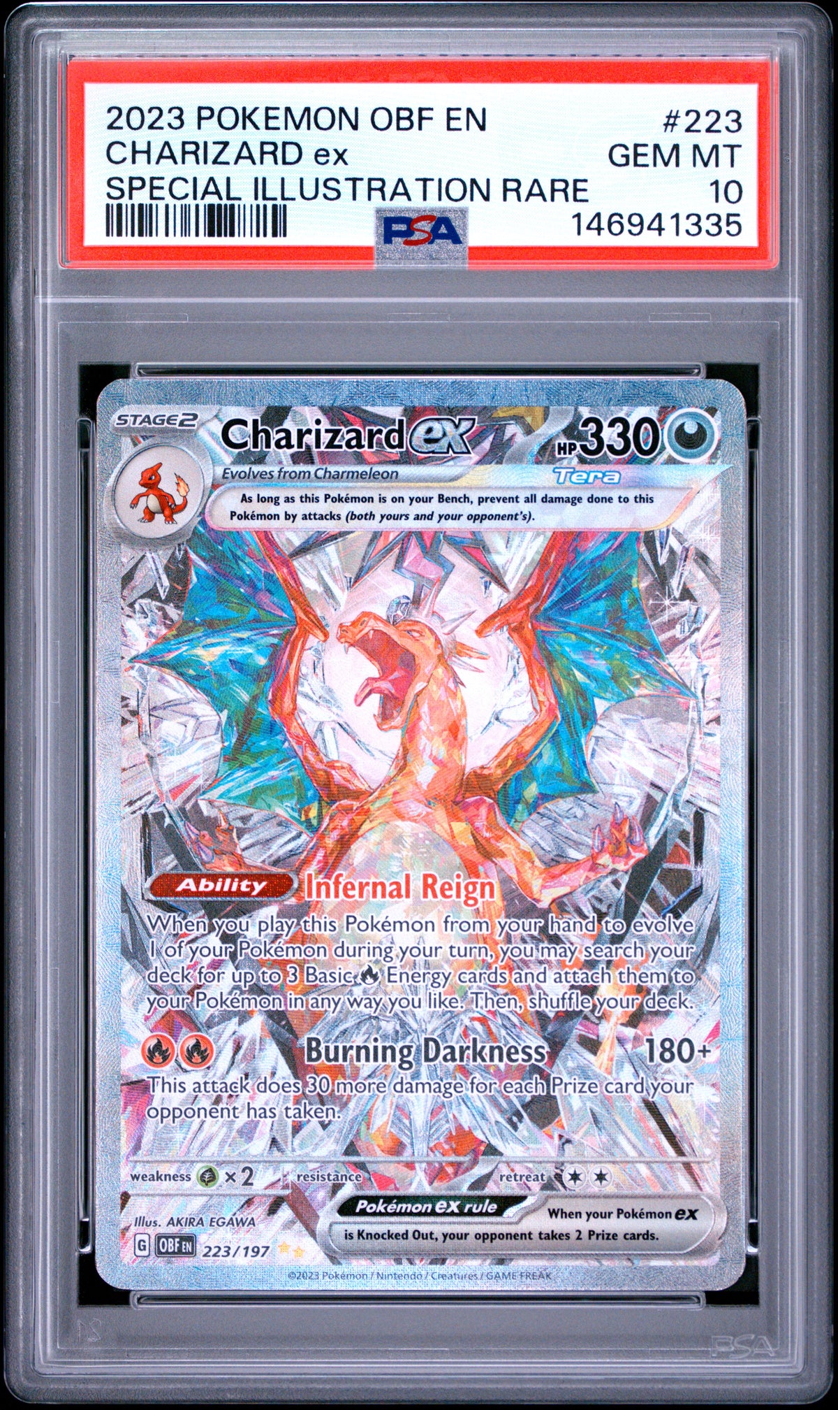 PSA 10 2023 POKEMON OBF EN-OBSIDIAN FLAMES #223 CHARIZARD ex SPECIAL ILLUSTRATION RARE 146941335