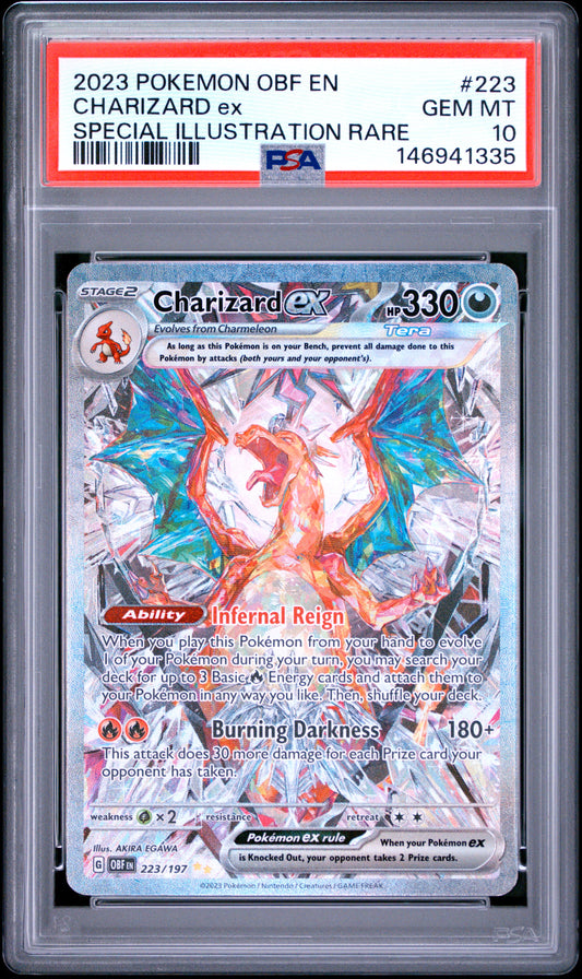 PSA 10 2023 POKEMON OBF EN-OBSIDIAN FLAMES #223 CHARIZARD ex SPECIAL ILLUSTRATION RARE 146941335