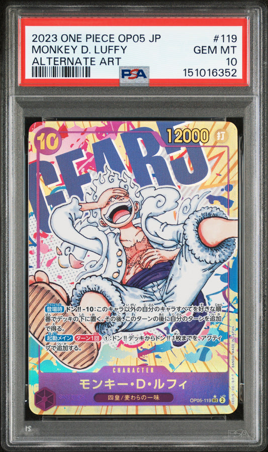 PSA 10 2023 ONE PIECE JAPANESE OP05-AWAKENING OF THE NEW ERA #119 MONKEY D. LUFFY ALTERNATE ART