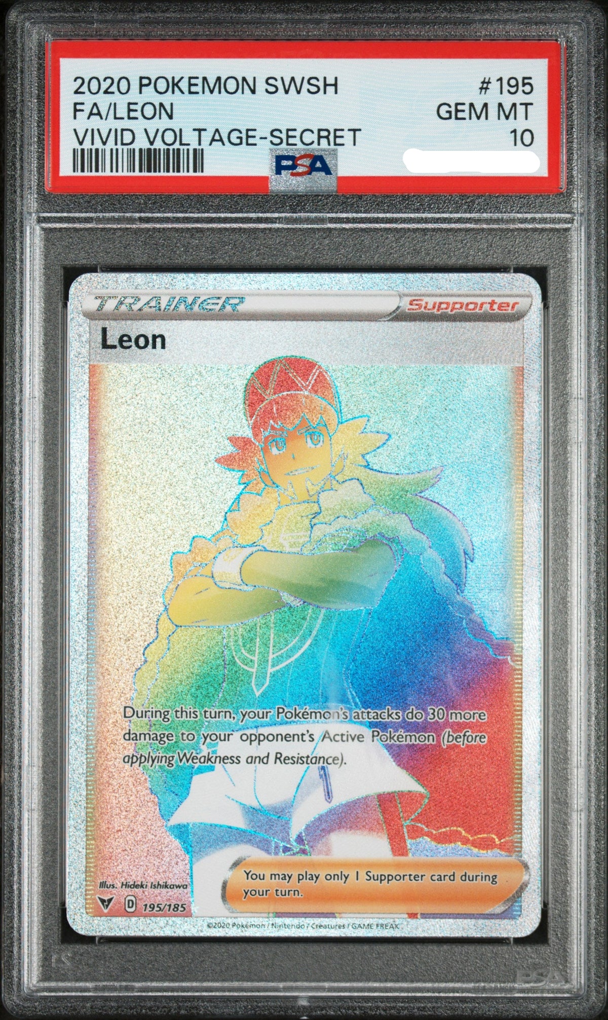 PSA 10 2020 POKEMON SWORD & SHIELD VIVID VOLTAGE #195 FA/LEON VIVID VOLTAGE-SECRET 61095561