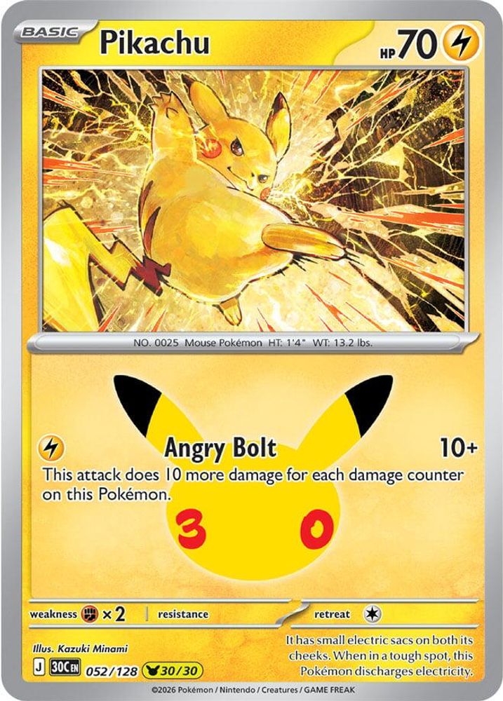 Pikachu 052/128 Pikachu Rare ME: 30th Celebration Holo NM/M