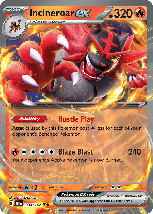 Incineroar ex 034/162 Double Rare Temporal Forces NM/M
