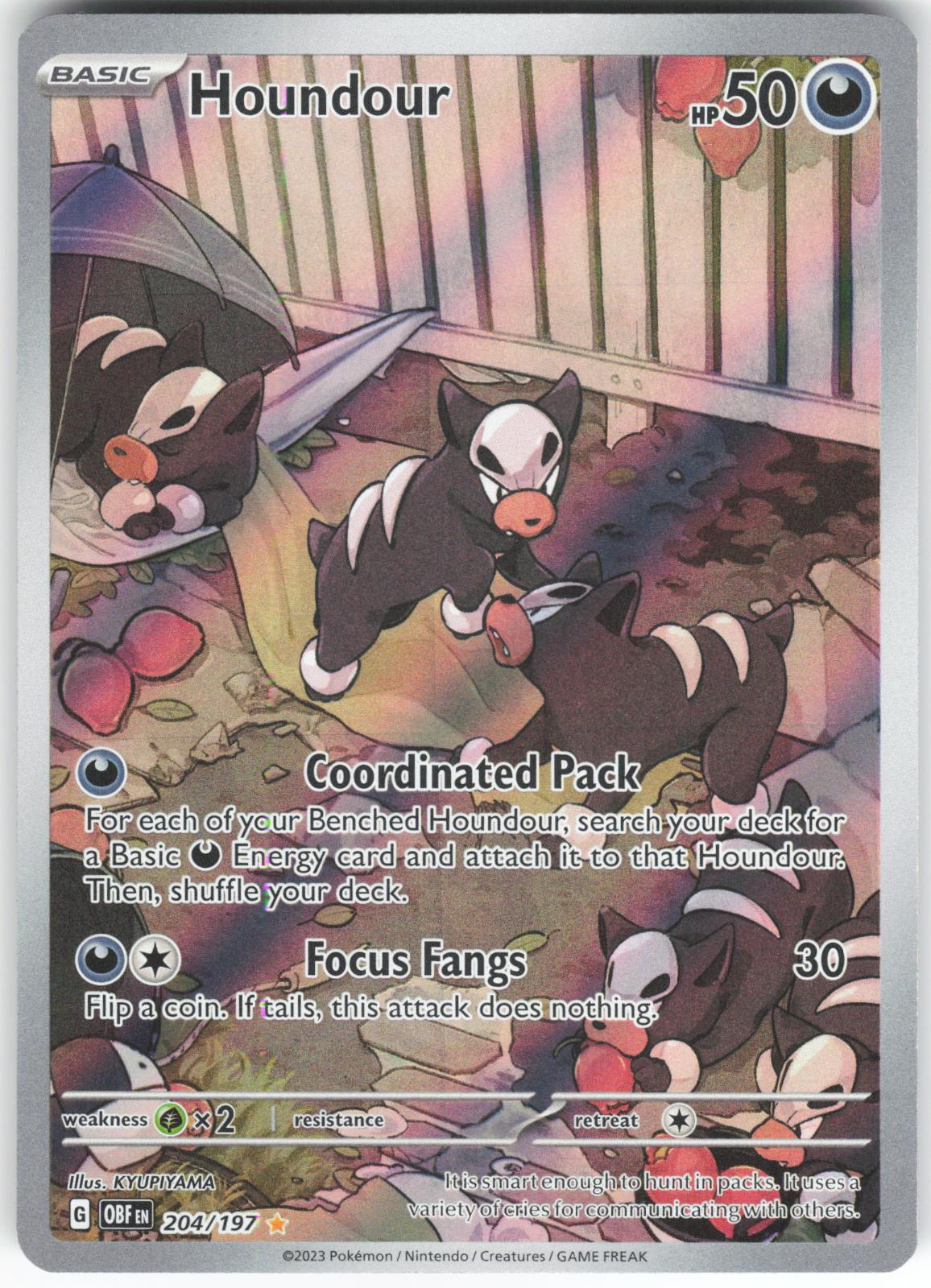 Houndour 204/197 Illustration Rare Obsidian Flames LP/MP