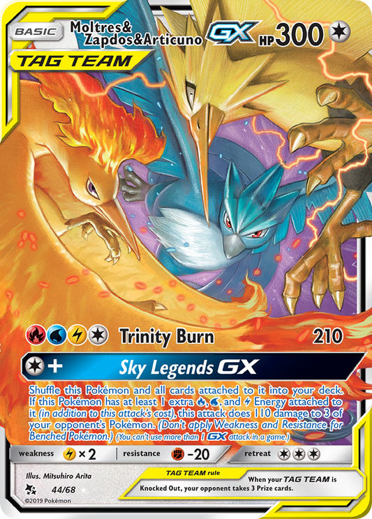 Moltres & Zapdos & Articuno GX 44/68 GX Rare Hidden Fates Holo NM/M