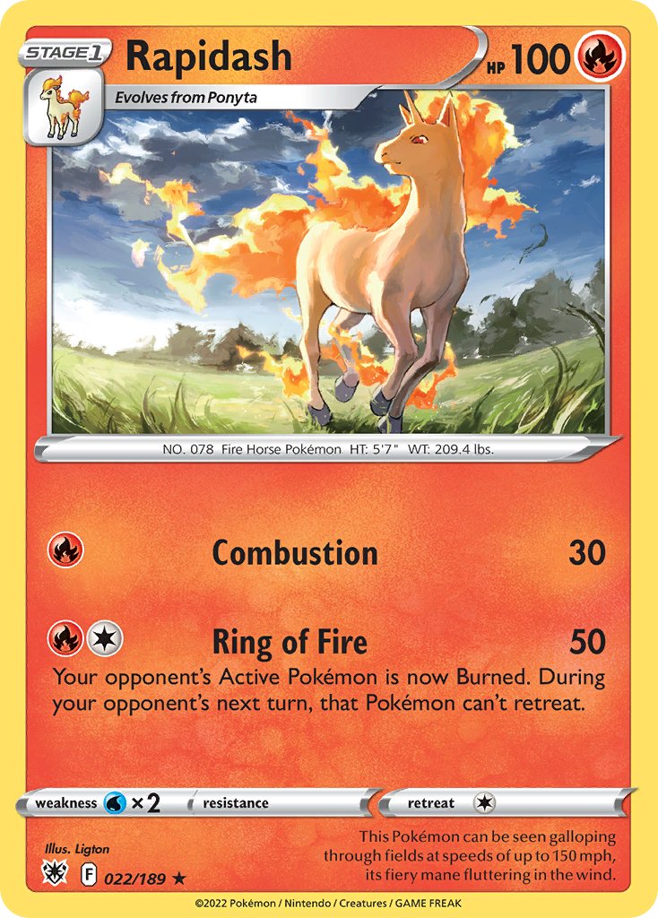 Rapidash 022/189 Rare Reverse Holo Astral Radiance NM/LP