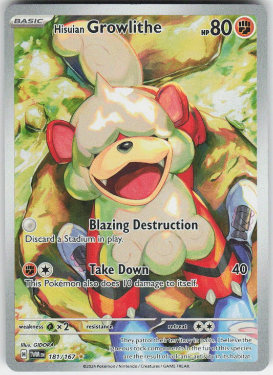Hisuian Growlithe - Illustration Rare SV06: Twilight Masquerade 181/167 NM (Back)