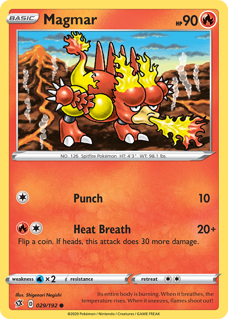 Magmar 029/192 Common Reverse Holo Rebel Clash NM/LP