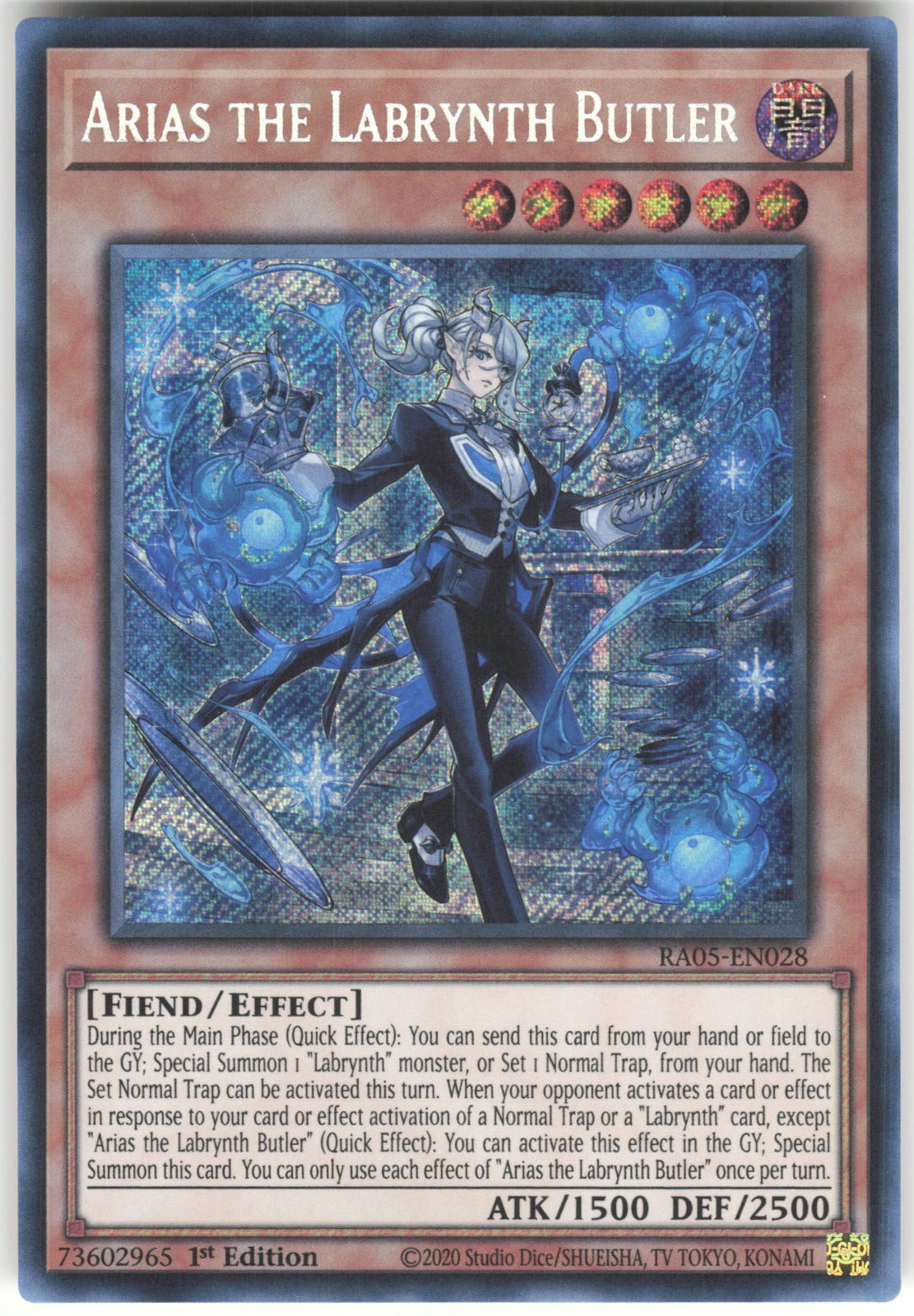 Arias the Labrynth Butler (Secret Rare) Secret Rare Rarity Collection 5 RA05-EN028 NM