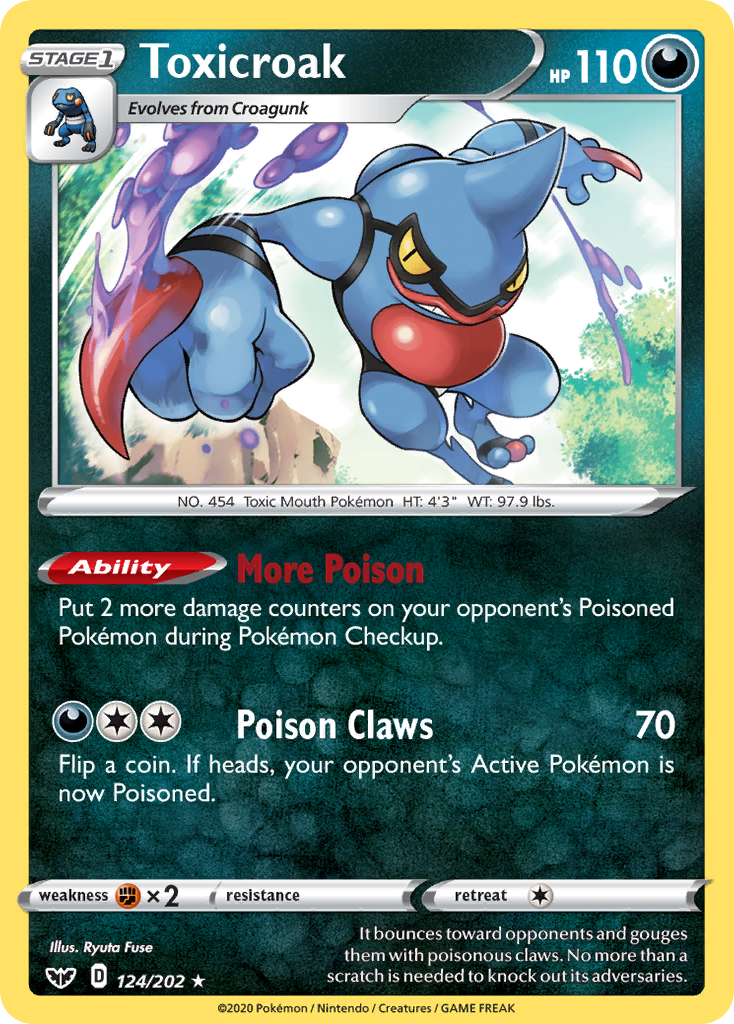 Toxicroak 124/202 Rare Sword & Shield Holo NM/LP