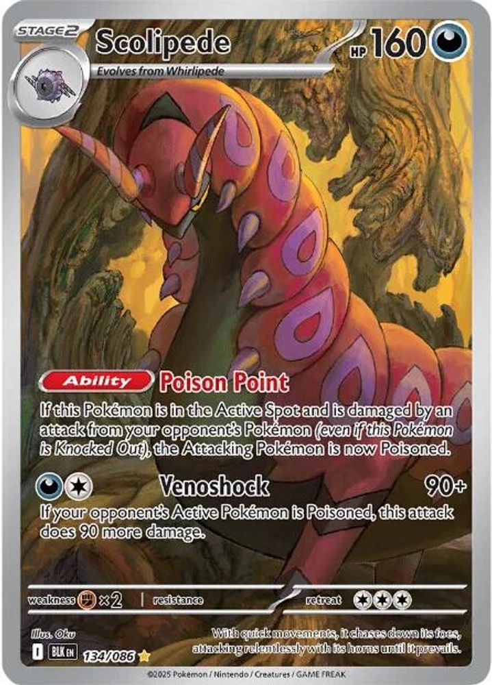 Scolipede 134/086 Illustration Rare Black Bolt Holo NM/M
