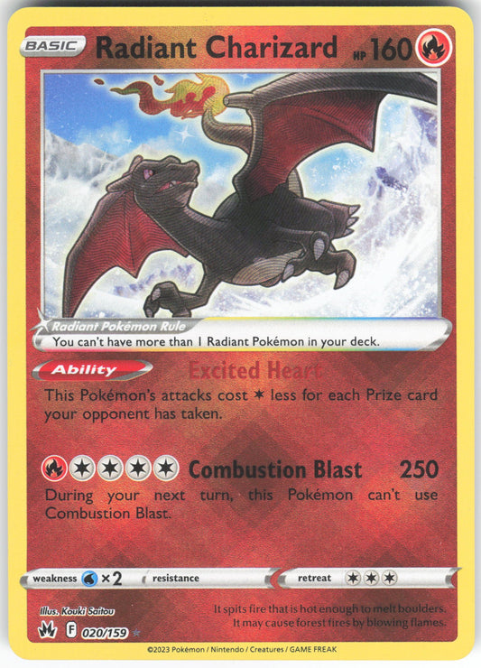 Radiant Charizard Radiant Rare Crown Zenith 020/159 NM