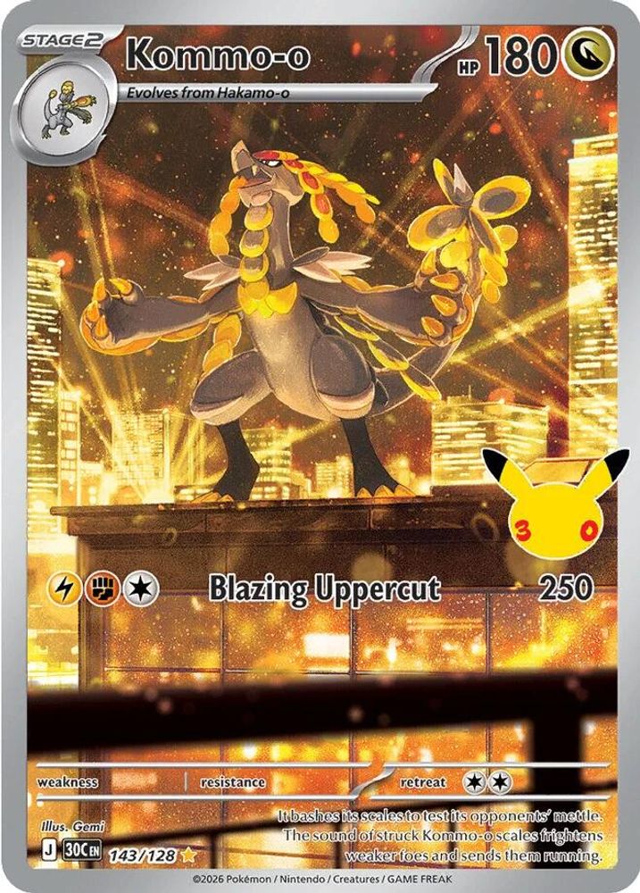 Kommo-o 143/128 Illustration Rare ME: 30th Celebration Holo NM/M