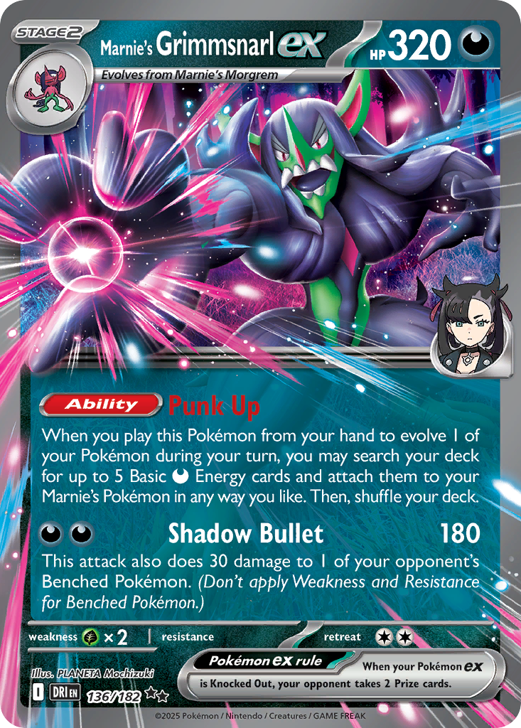 Marnie's Grimmsnarl ex 136/182 Double Rare Destined Rivals NM/M