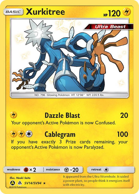 Xurkitree SV14/SV94 Shiny Rare Hidden Fates Shiny Vault NM/M