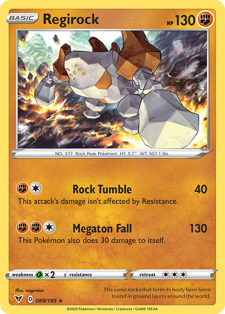 Regirock 089/185 Rare Vivid Voltage Holo NM/LP