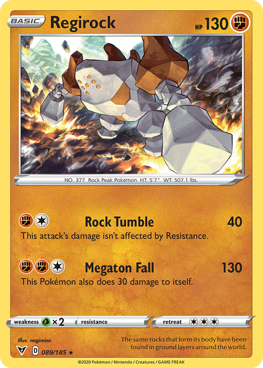 Regirock 089/185 Rare Vivid Voltage Holo NM/LP