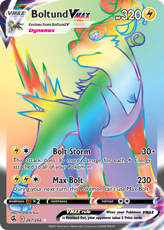 Boltund VMAX 267/264 Rainbow Rare Fusion Strike NM/M