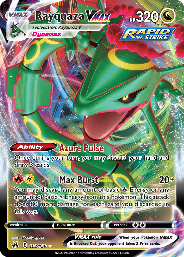 Rayquaza VMAX 102/159 VMAX Rare Crown Zenith Holo NM/M