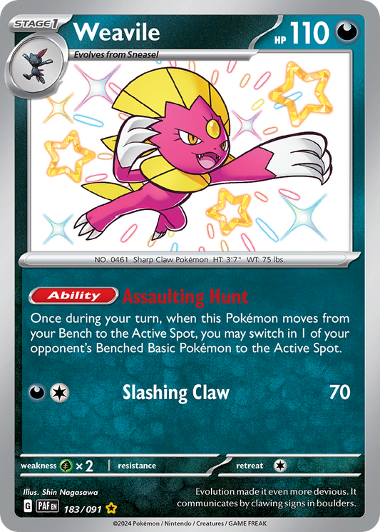 Weavile 183/091 Shiny Rare Paldean Fates NM/M